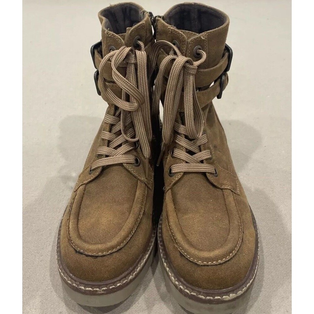 Blowfish Malibu Victoria Lace-up Front Vegan in Brown Suede Boots Women's Size 8